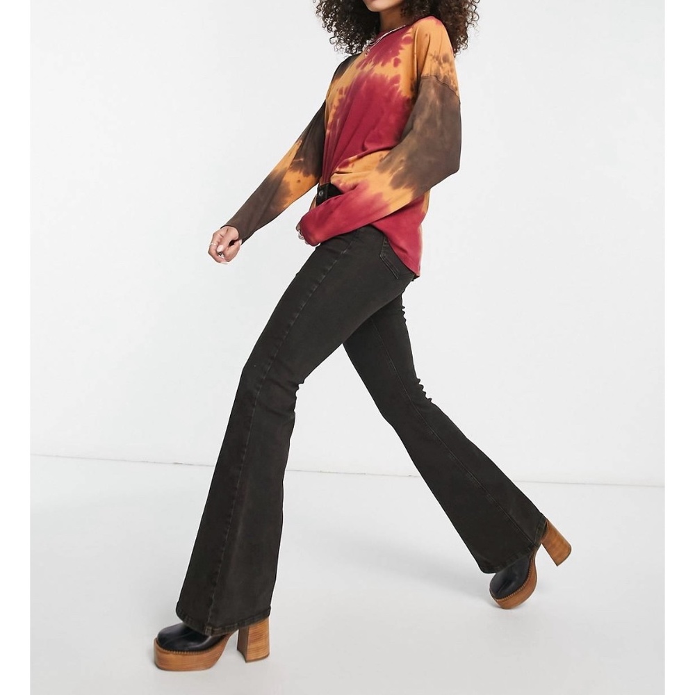 FP | Be Free Red Combo Tie Dye Retro VTG Inspo Long Sleeve Mock Neck Comfy Shirt